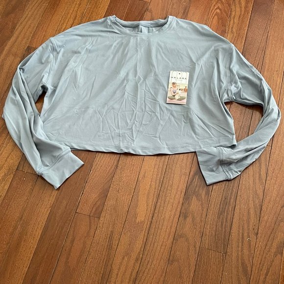 New Halara Gray Green Sports Crop Top Long Sleeves Size Small - Picture 1 of 10